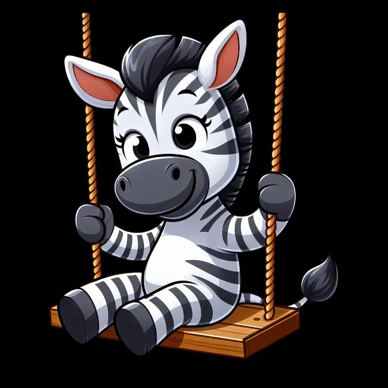 Cute Zebra Swing Cartoon Playground