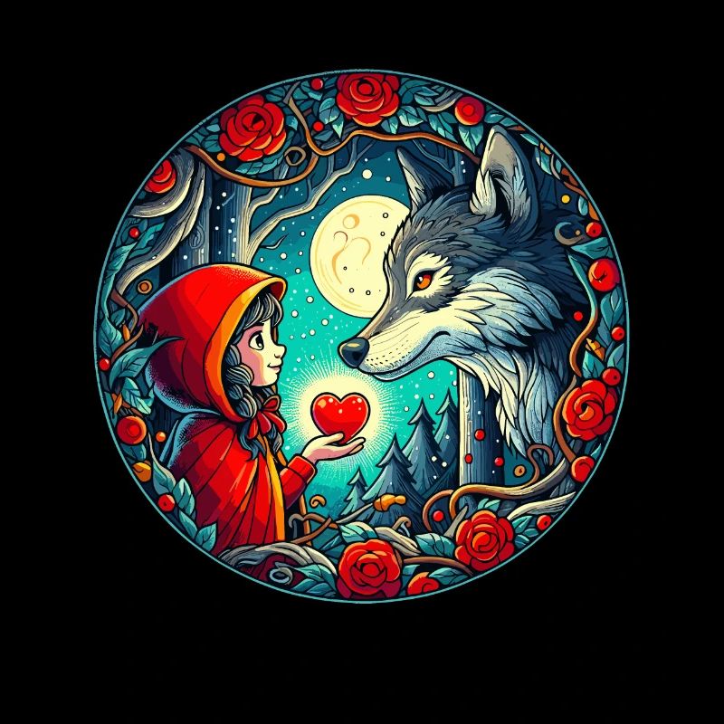 Märchen Rotkäppchen Wolf Kinder Herz Tierschutz