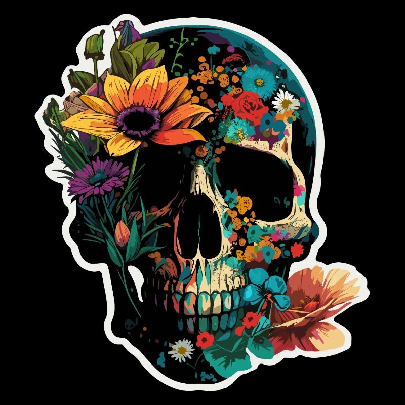 Menschlicher Schädel & Blumen 40