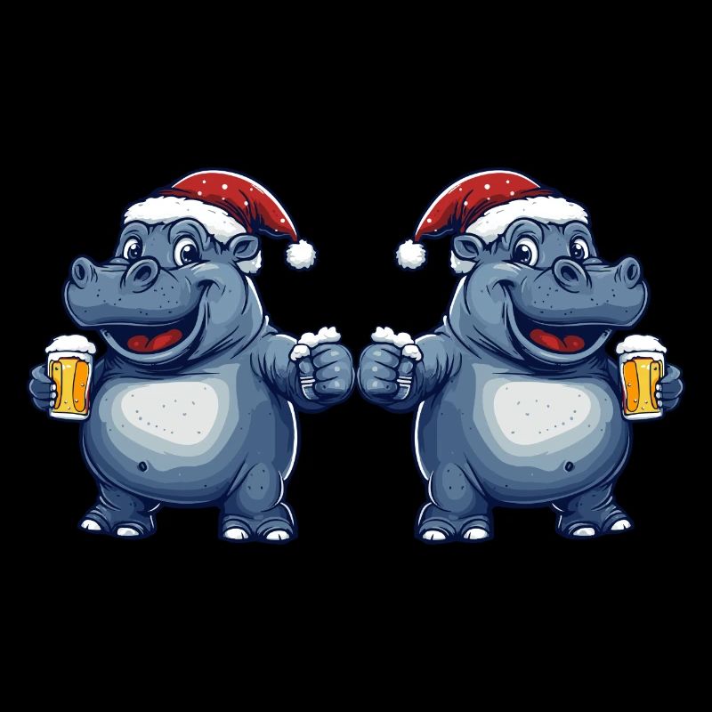 Nilpferd Weihnachten Bier Team