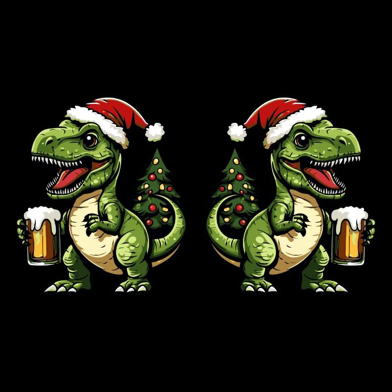 Équipe de la bière de Noël Dinosaur T-Rex