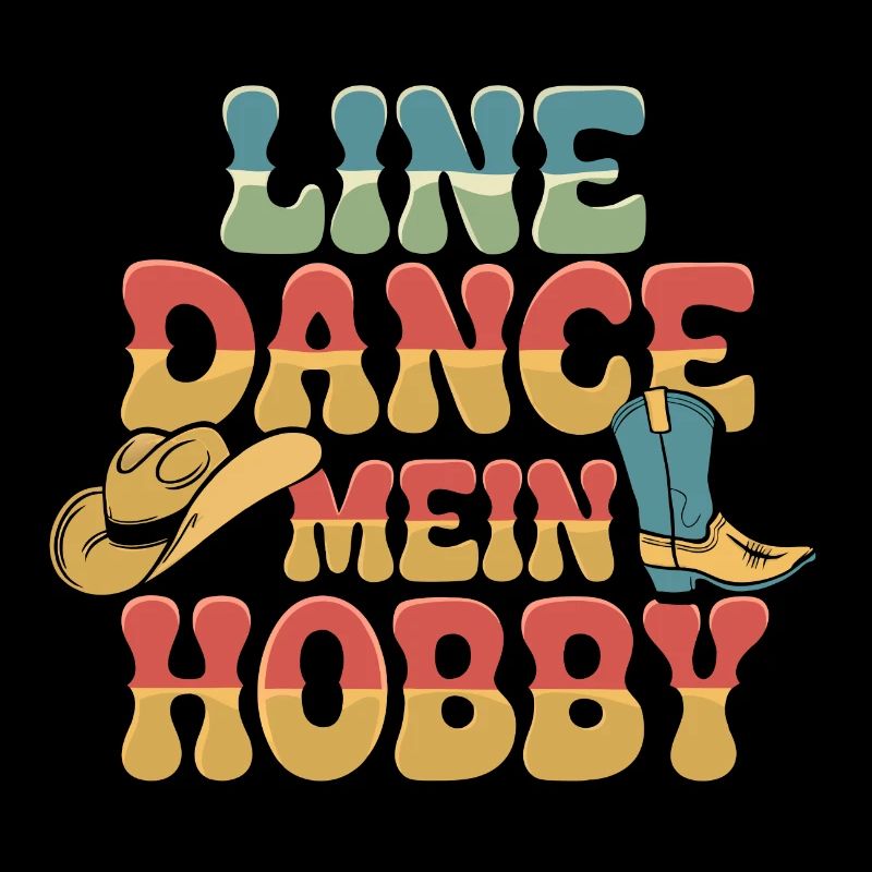 Farbenfrohes Line Dance Design mit Cowboyhut