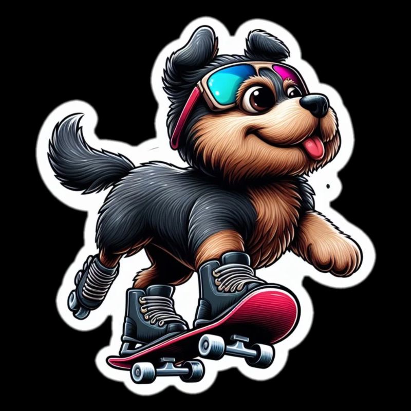 Chien mignon en skateboard