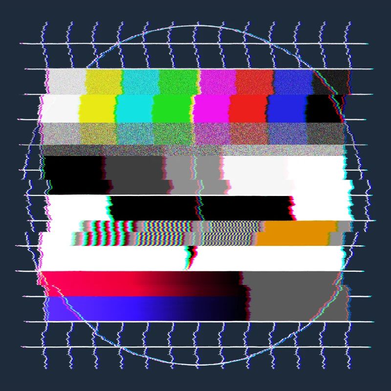 Tube TV test pattern - distorted - 80s