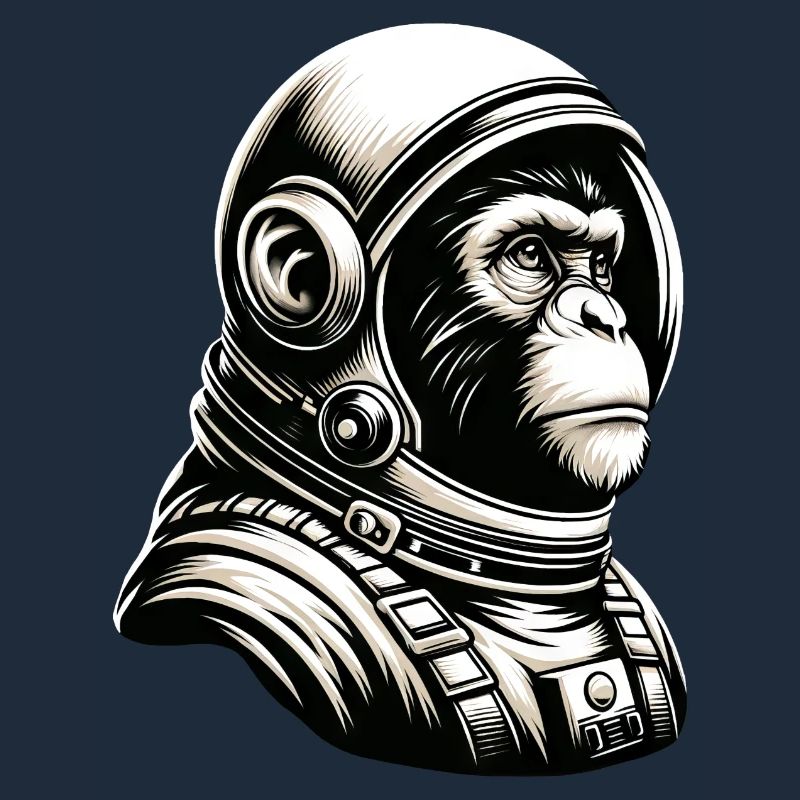 Pensive Monkey Astronaut Cosmos