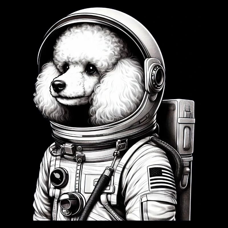 Caniche astronaute dans l’espace émerveillé