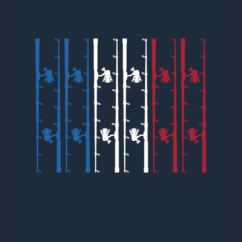 Canne à pêche avec drapeau français