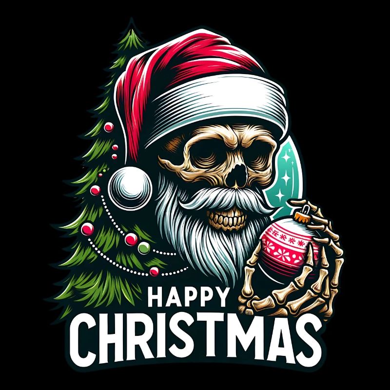 Weihnachtsmann Skull mit Christbaumkugel