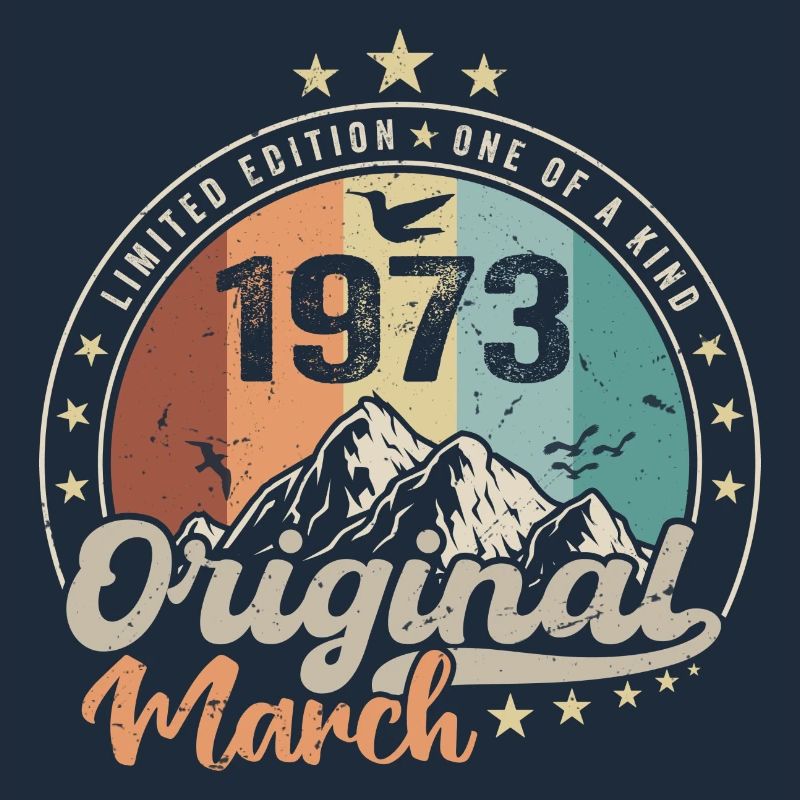 Geburtstagsgeschenk Geboren im März 1973 Retro 1973