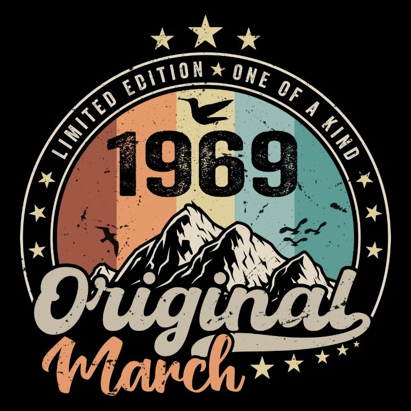 Geburtstagsgeschenk Geboren im März 1969 Retro 1969