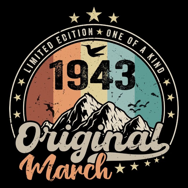 Geburtstagsgeschenk Geboren im März 1943 Retro 1943