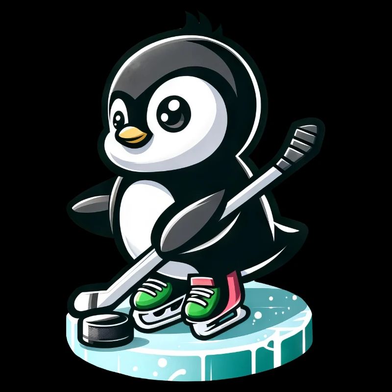 Pinguin Eishockeyspieler mit Puck und