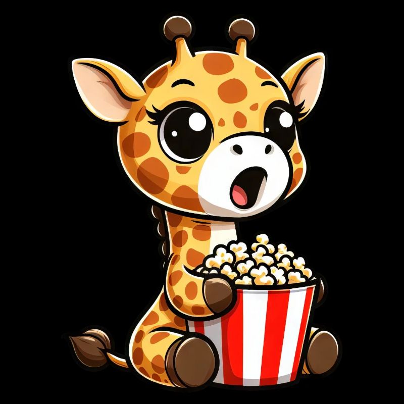 Eine Süße Giraffe isst Popcorn