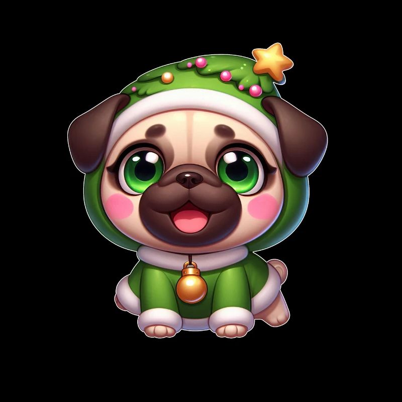 Weihnachten Mops im lustigen Baum Kostüm