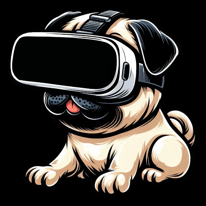 hund mops vr virtual reality gamer zocker
