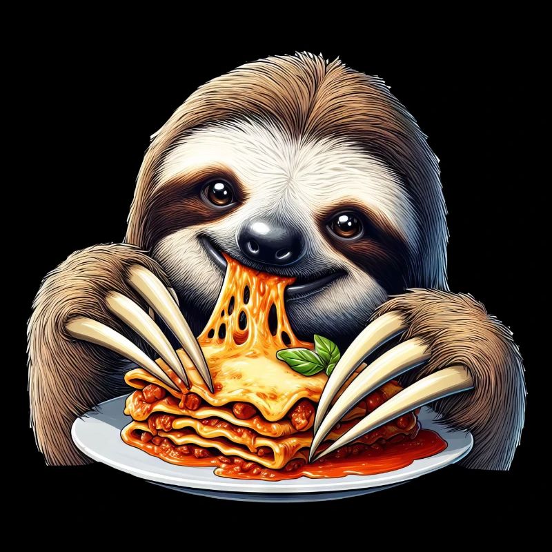 Sloth Loves Lasagna: Cartoon Delight