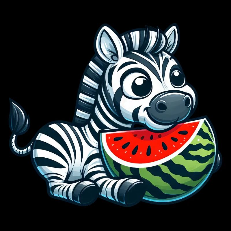 Zebra with watermelon fruity funny