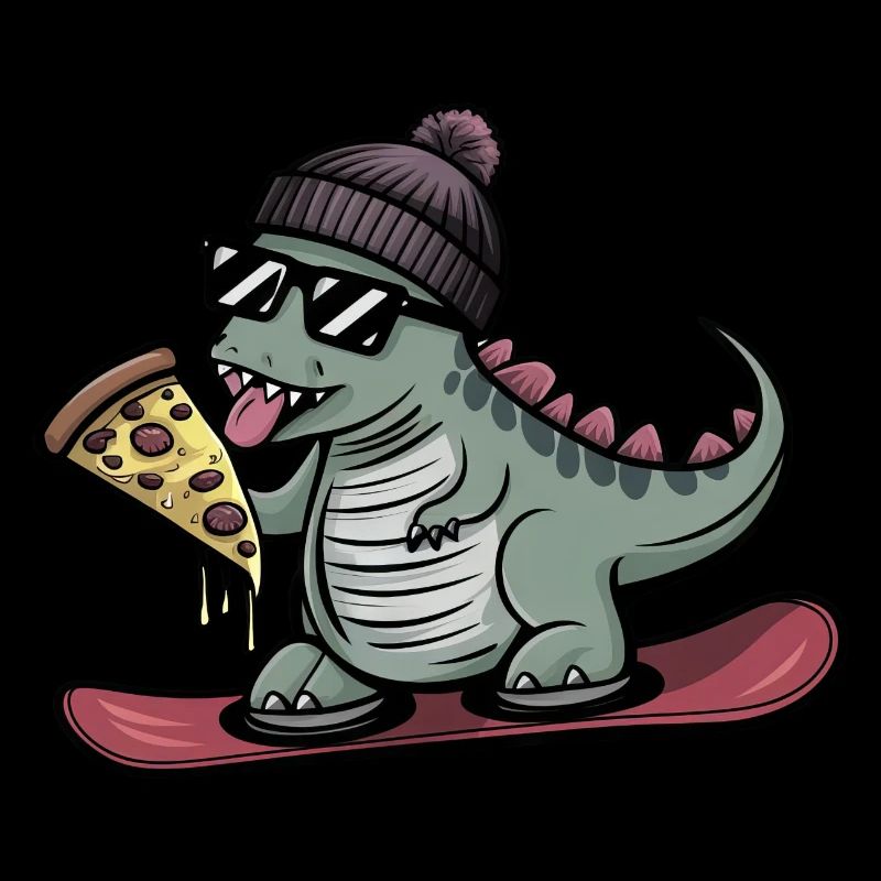 Dino Trex Dinosaur Snowboard Snowboarder