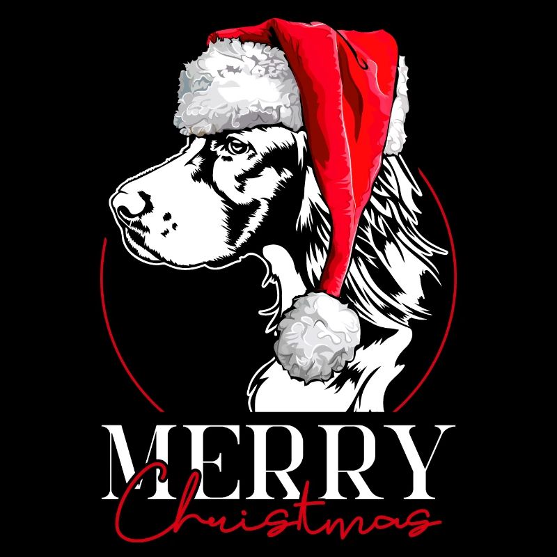 Santa Irish Setter Merry Christmas Hunde Wilsigns