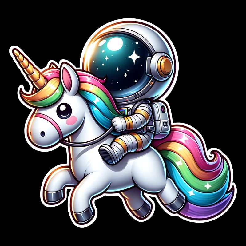 Astronaute chevauchant une licorne