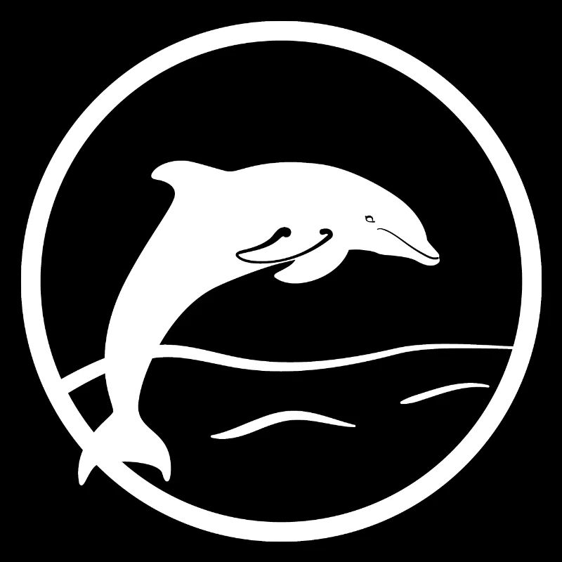 Dauphin comme un logo similaire à tampon / gravure sur bois