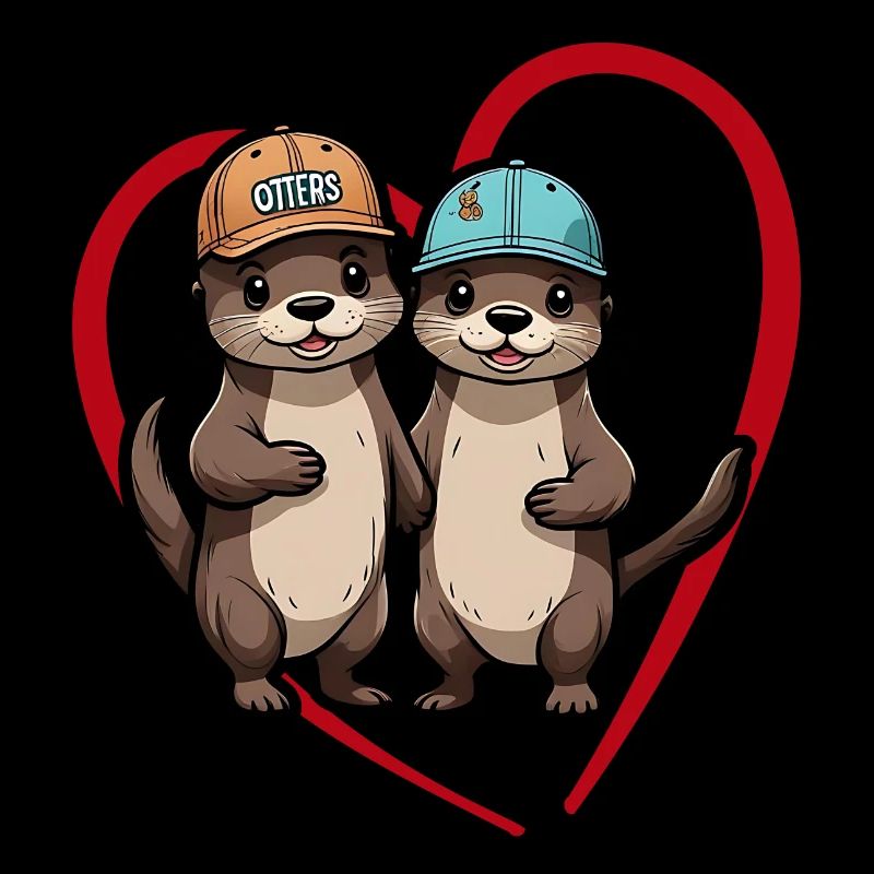 Two Cute Otter Buddies Buddies Forever