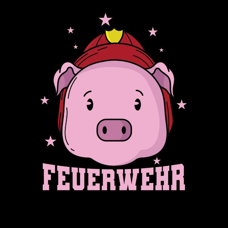 Feuerwehr Schwein mit Feuerwehrhelm
