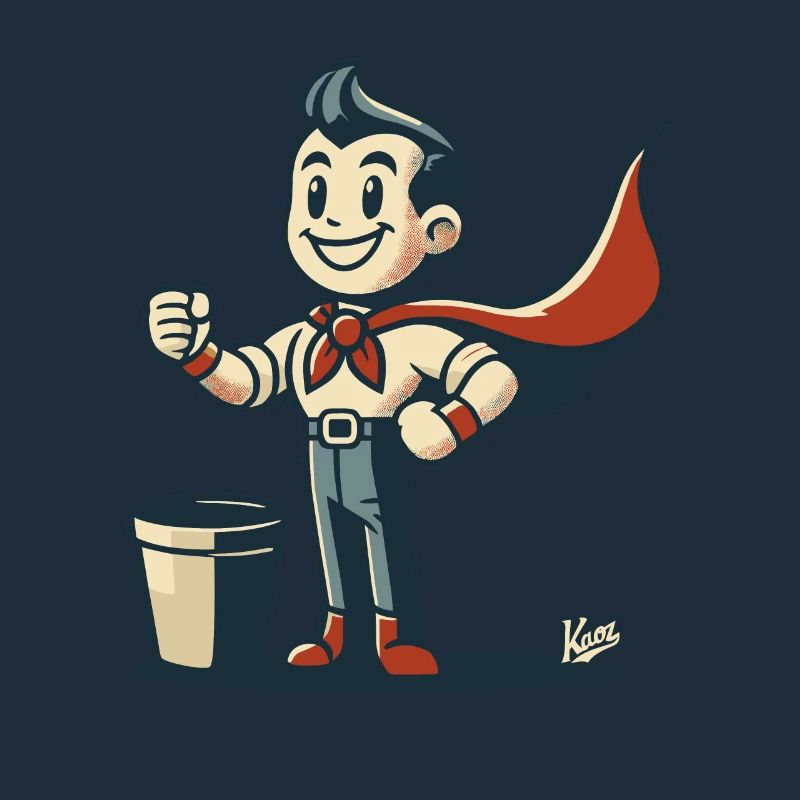 - Retro Trash Normal Superhero with Cloak