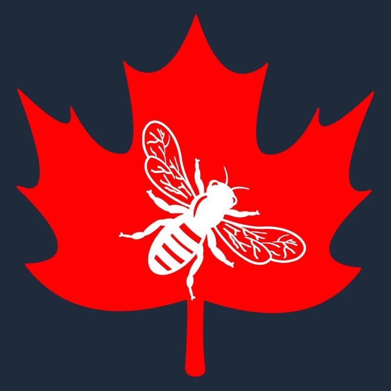 Canada white bee in maple leaf beekeeper logo