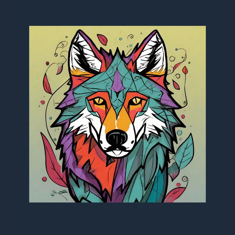 Geometrischer Wolfskopf Farbexplosion