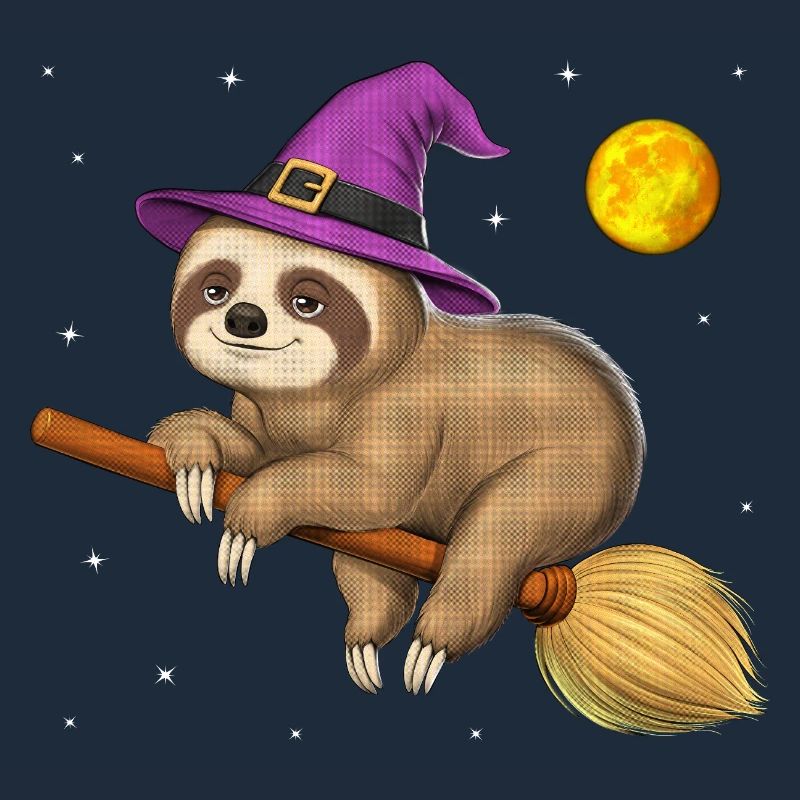 Sloth Witch Riding Broom