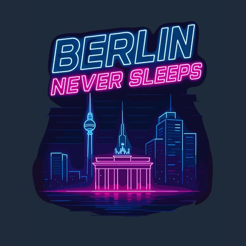 Berlin Never Sleeps Neon Skyline Design