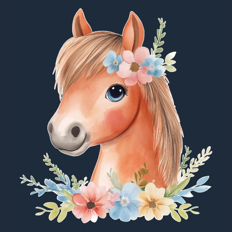 Cheval mignon avec des fleurs