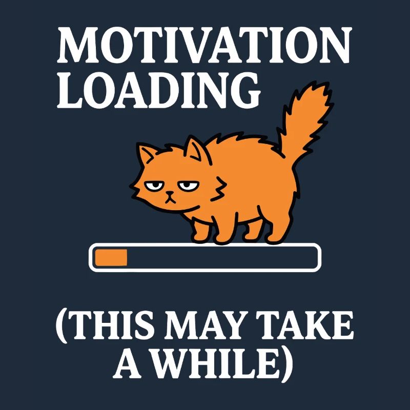 Motivation Loading Tired Cat with Loading Bar