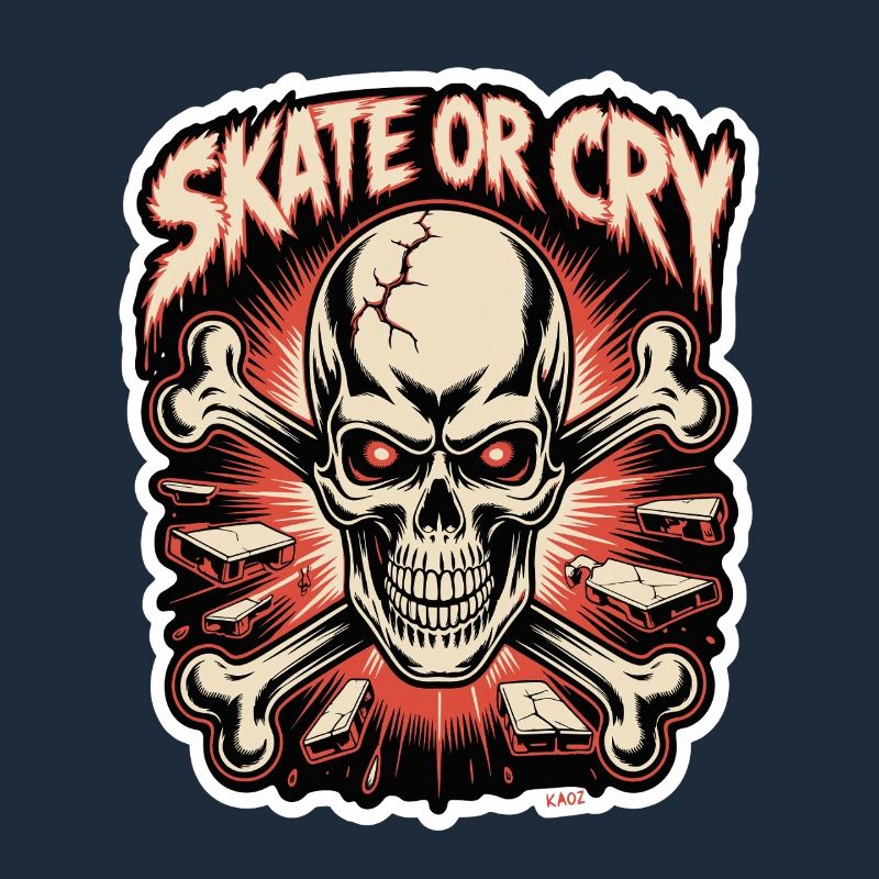 Skate- oder Cry-Skull-Tee-Design