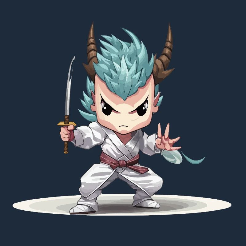 Chibi Krieger mit Katana