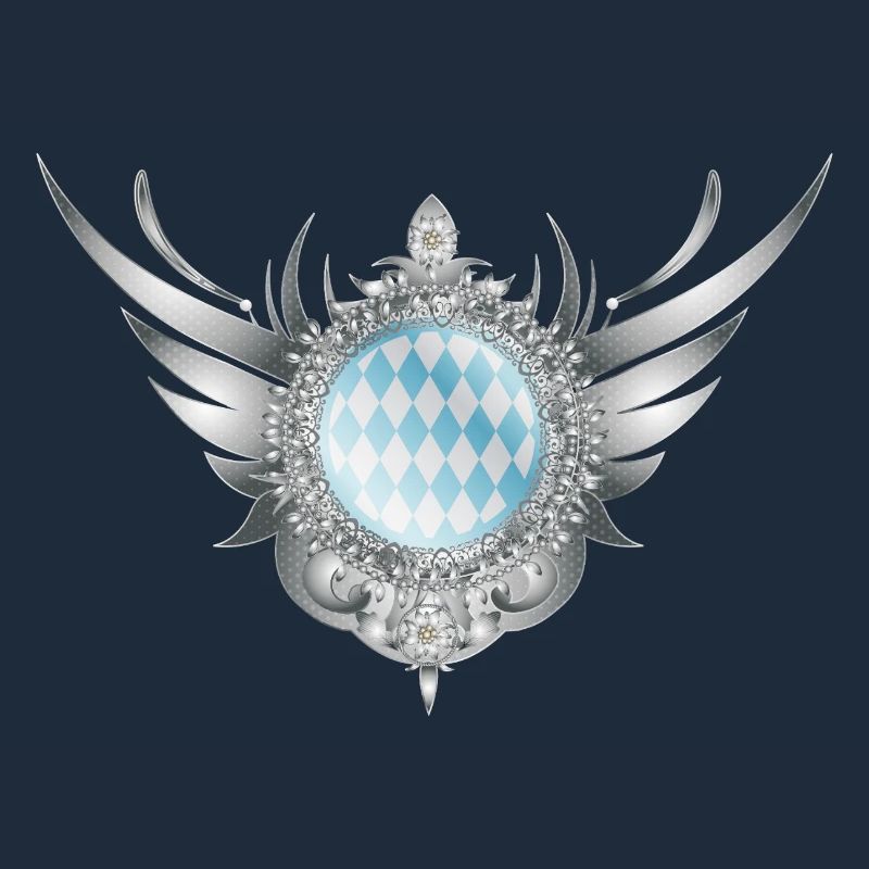 Silver wing crest with diamond pattern