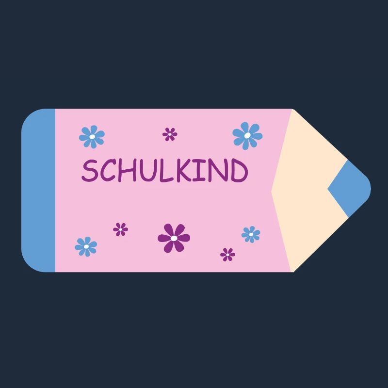 Buntstift rosa hellblau kleine Blumen - Schulkind