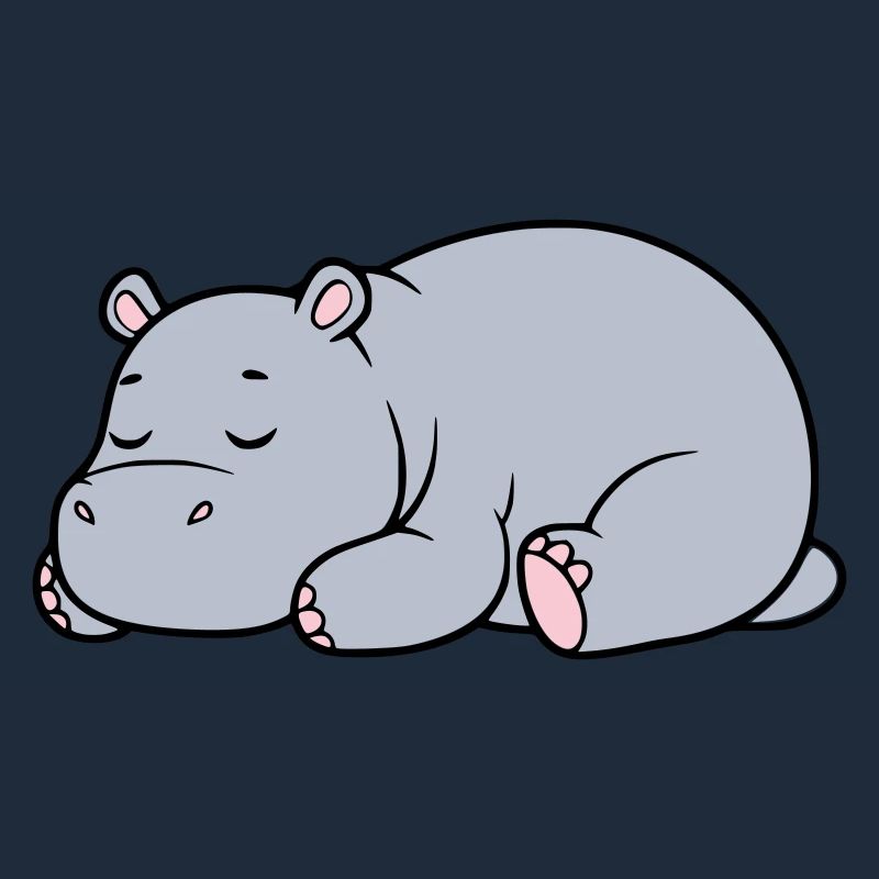 Sleeping Hippopotamus Tired Lazy Vector