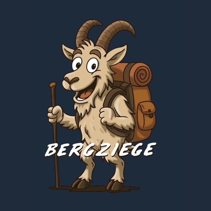 Bergziege mit Rucksack – lustiges wandershirt