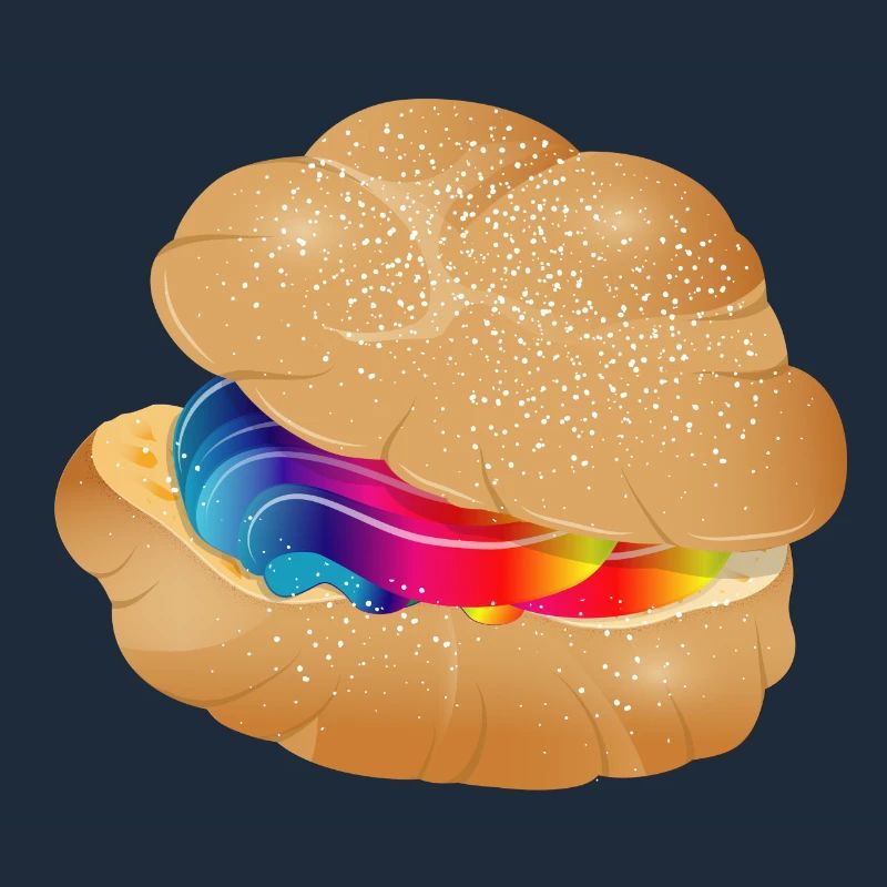 Illustration eines bunt gefüllten Windbeutel