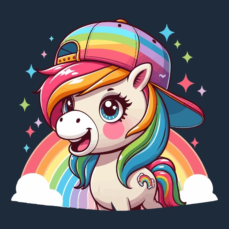 Cute Rainbow Pony with Cap