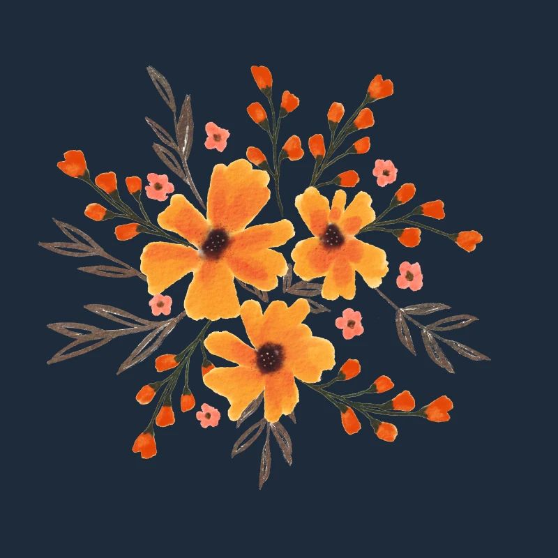 Fleurs d’automne, fleurs aquarelle aux couleurs d’automne