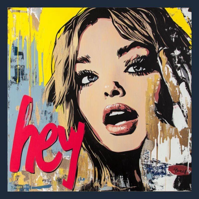 HEY greeting in red pop art