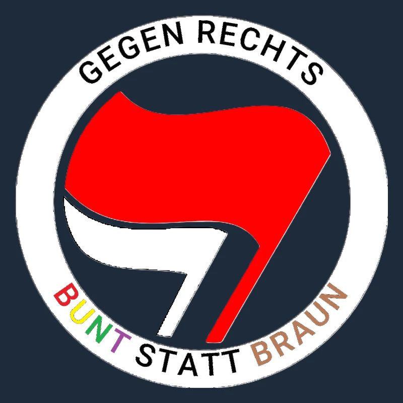 Antifa - Bunt statt Braun - weißer Ring