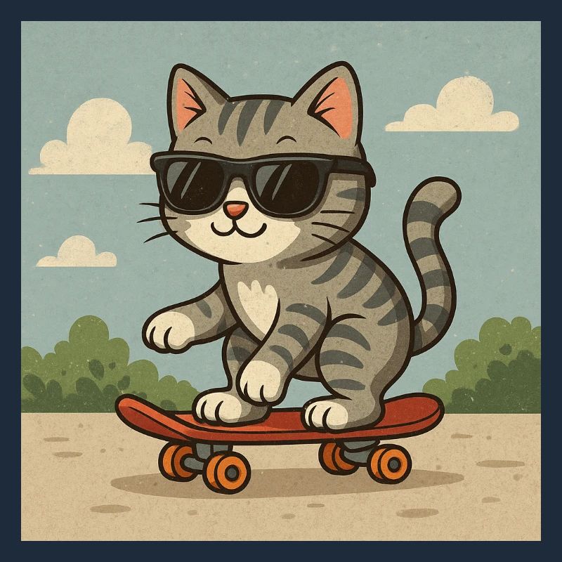 Chat cool sur le skateboard