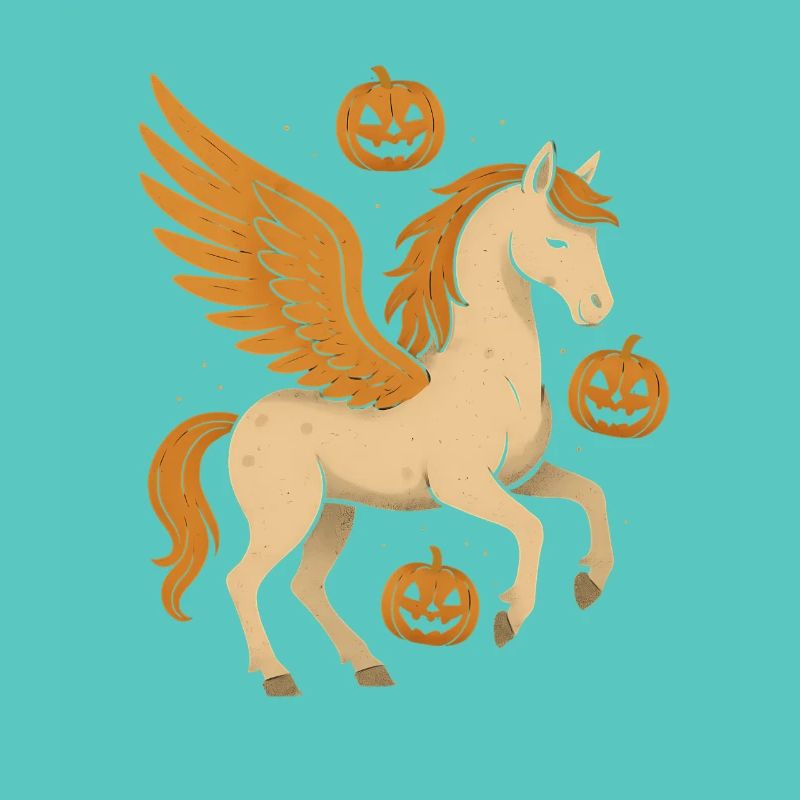 Winged steed with pumpkins