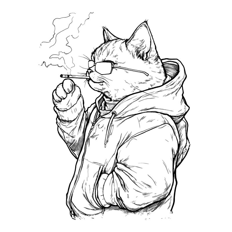 Coole Katze mit Joint: Lässiger Stubentiger mit Ka