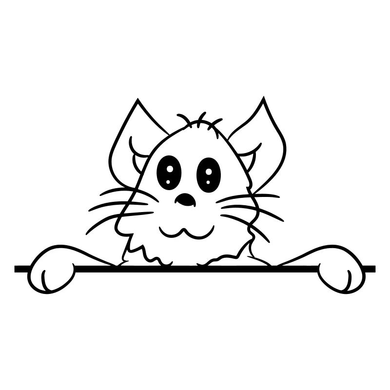 Jolie petite chatte jetant un coup d’œil caché derrière le mur