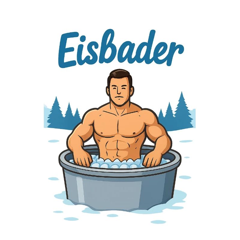 Eisbader Muskelmann im Eisbad
